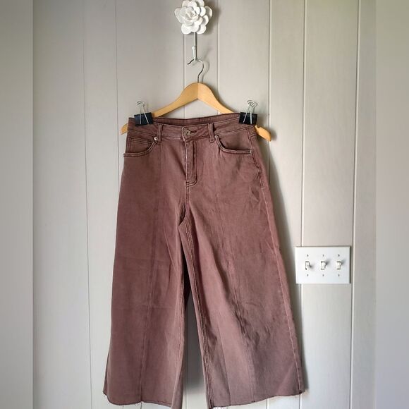 Sugar Magnolia Pants - Sugar Magnolia Light Brown Wide-Leg Distressed Jeans Size Medium